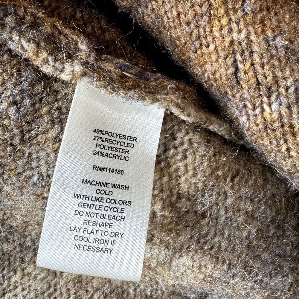 Retrology Open Front Cardigan Sweater Hombre Patch Pocket Tan S - Picture 5 of 5